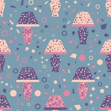 Seamless pattern with table lamp. Beautiful for textile or paper print. Vecto Stock Illustration