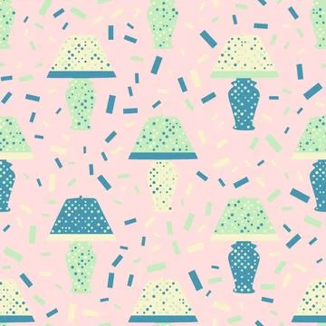 Seamless pattern with table lamp. Beautiful for textile or paper print. Vecto Stock Illustration