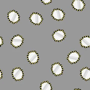 Seamless pattern table makeup mirror frame cartoon vector Stock Illustration