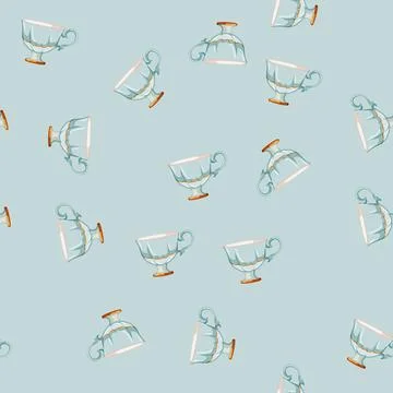 Seamless pattern table vintage cup cartoon vector sign Stock Illustration