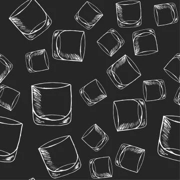 Seamless pattern. Tableware, tableware for a bar, restaurant. Stock Illustration