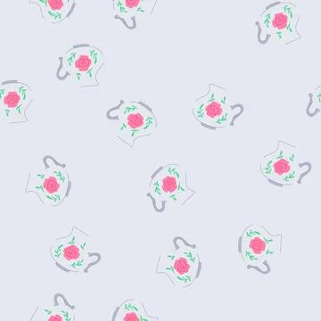 Seamless pattern tableware vintage cup cartoon vector Stock Illustration