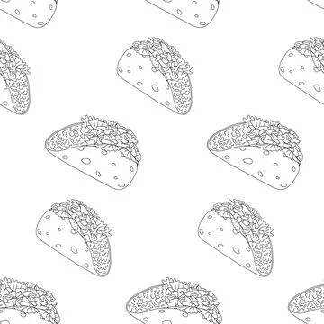 Seamless pattern from Tacos looking in different directions. Latin American Stock Illustration