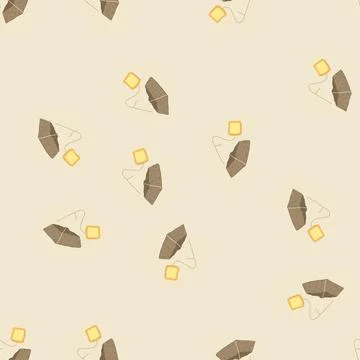 Seamless pattern tag teabag cartoon vector Stock Illustration