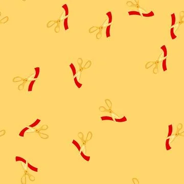 Seamless pattern tailor gold scissor cartoon vector Illustrazione stock