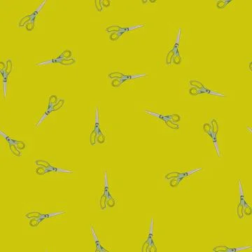 Seamless pattern tailor scissor cut cartoon vector Stock Illustration