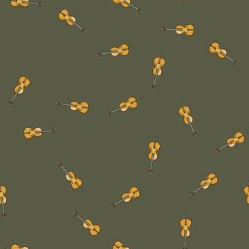Seamless pattern tailpiece cello cartoon vector Stock Illustration
