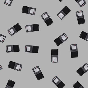 Seamless pattern tape dictaphone cartoon vector Stock Illustration