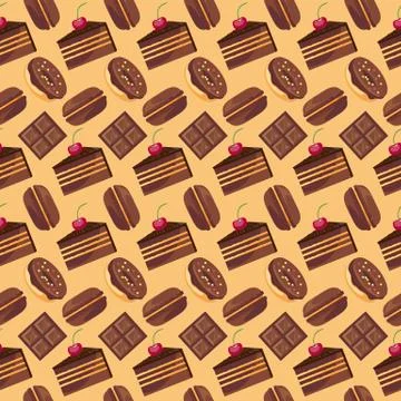 Seamless pattern with tasty macaroons Stock Illustration