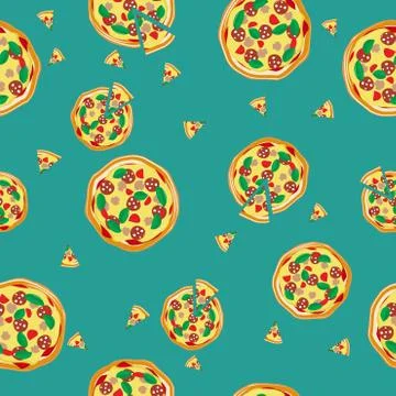 Seamless pattern with tasty pizza イラスト素材