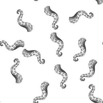 Seamless pattern tattoo octopus kraken tentacle sketch hand drawn Stock Illustration