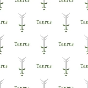 Seamless pattern with Taurus zodiac sword sign. Cartoon zodiacal weapon. Vector. Stock Illustration