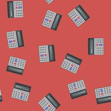 Seamless pattern tax calculator device cartoon vector Illustrazione stock