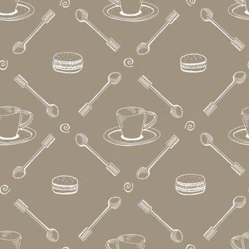Seamless pattern with tea and coffee cups Stock Illustration