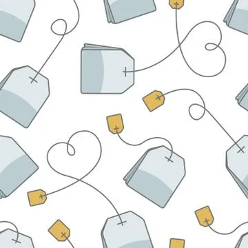 Seamless pattern with tea bags Stock Illustration