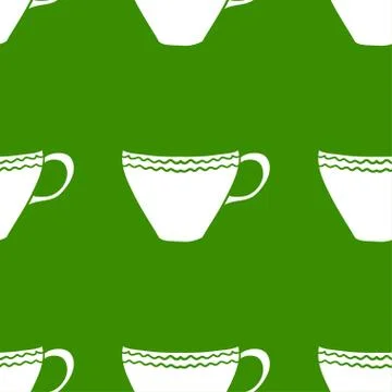 Seamless pattern with tea cups. Illustrazione stock