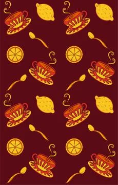 Seamless pattern. Tea drinking Stock Illustration
