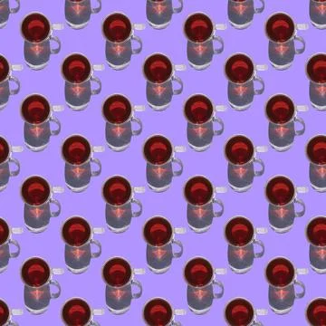 Seamless pattern tea mug with hard shadow Photos