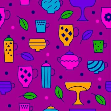 Seamless pattern tea party Illustrazione stock