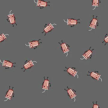 Seamless pattern tea soda cup character cartoon vector Stock Illustration