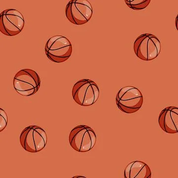 Seamless pattern team basketball ball cartoon vector Illustrazione stock