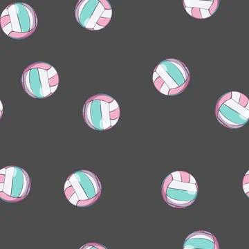 Seamless pattern team volleyball ball cartoon vector Stockillustratie