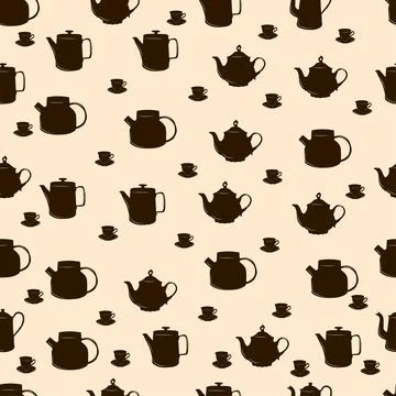 Seamless pattern of teapots and teacups Illustrazione stock