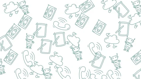 Seamless Pattern of Technology and Communication Icons for Modern Designs. Stock Footage 320167591