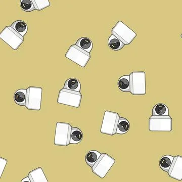Seamless pattern technology facial recognition camera cartoon vector イラスト素材
