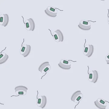 Seamless pattern technology fingerprint scanner cartoon vector Stock Illustration