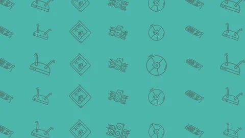 Seamless pattern of technology icons on green background looping clip 스톡 동영상 328592839