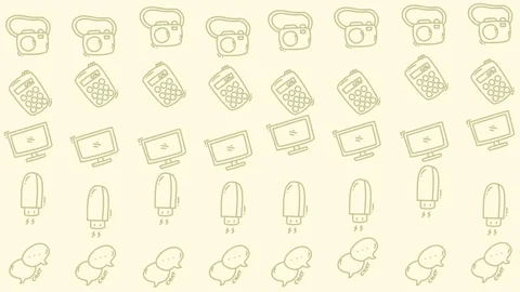Seamless pattern of technology icons looping on yellow background Stock Footage 328591952