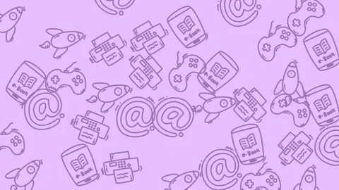 Seamless Pattern with Technology Icons on Purple Background. Stock Footage 321847166