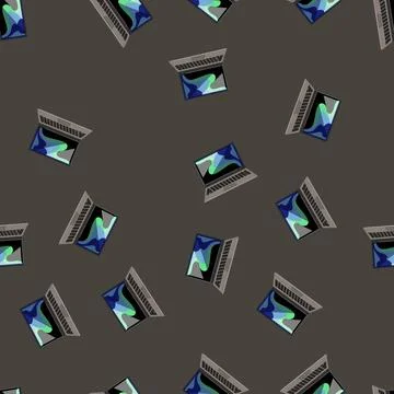 Seamless pattern technology laptop computer cartoon vector Stockillustratie