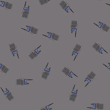 Seamless pattern technology radio transceiver cartoon vector Illustrazione stock