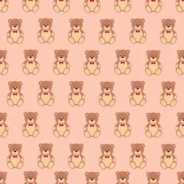 Seamless pattern with Teddy bear, flat design.. Stock Illustration