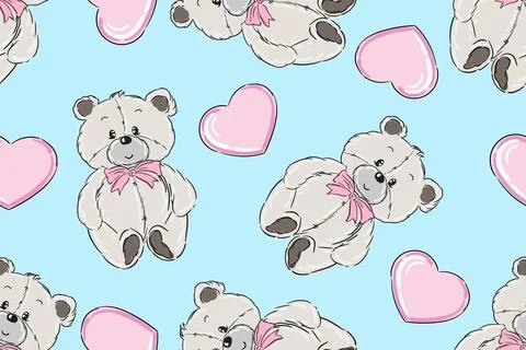 Seamless pattern with teddy bear vector illustration Stock Illustration