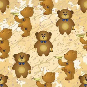 Seamless pattern, teddy bears with toys Stock Illustration