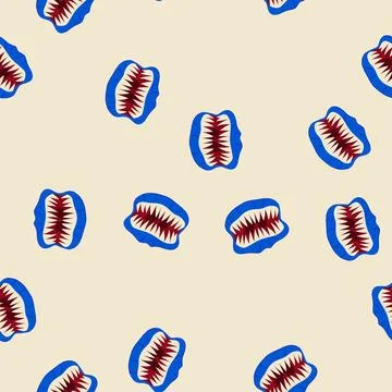 Seamless pattern teeth monster mouth cartoon vector Stock Illustration