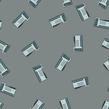 Seamless pattern telephone fax machine cartoon vector Stock Illustration