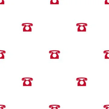 Seamless pattern with telephone on white background. Flat style icon. Vector. Stock Illustration