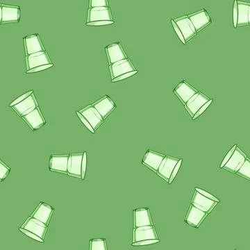 Seamless pattern template plastic cup cartoon vector Stock Illustration