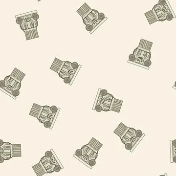 Seamless pattern temple column ancient cartoon vector Stock Illustration