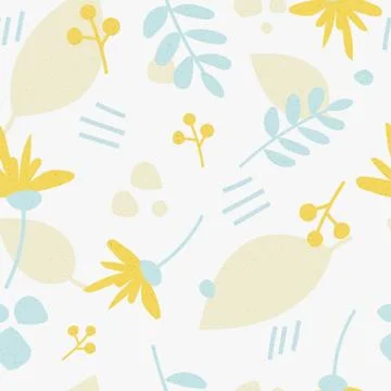 Seamless pattern with tender flowers and herbs Stock Illustration
