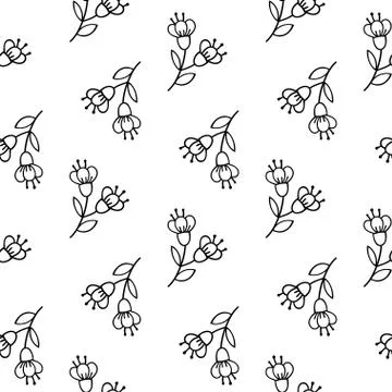 Seamless pattern with tender hand-drawn flawers. Stock Illustration