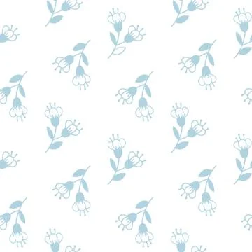 Seamless pattern with tender hand-drawn flawers. Stock Illustration