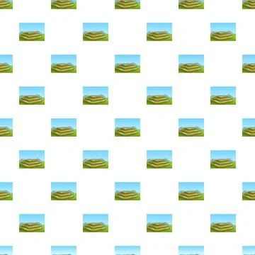Seamless pattern with a terraced landscape icon Stock Illustration