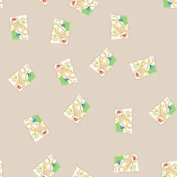 Seamless pattern terrain map cartoon vector Stock Illustration