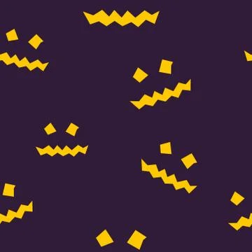 Seamless Pattern of Terrible Scary Halloween Face Stock Illustration