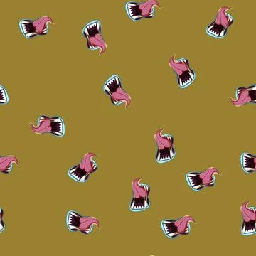 Seamless pattern terror horror mouth cartoon vector Stock Illustration
